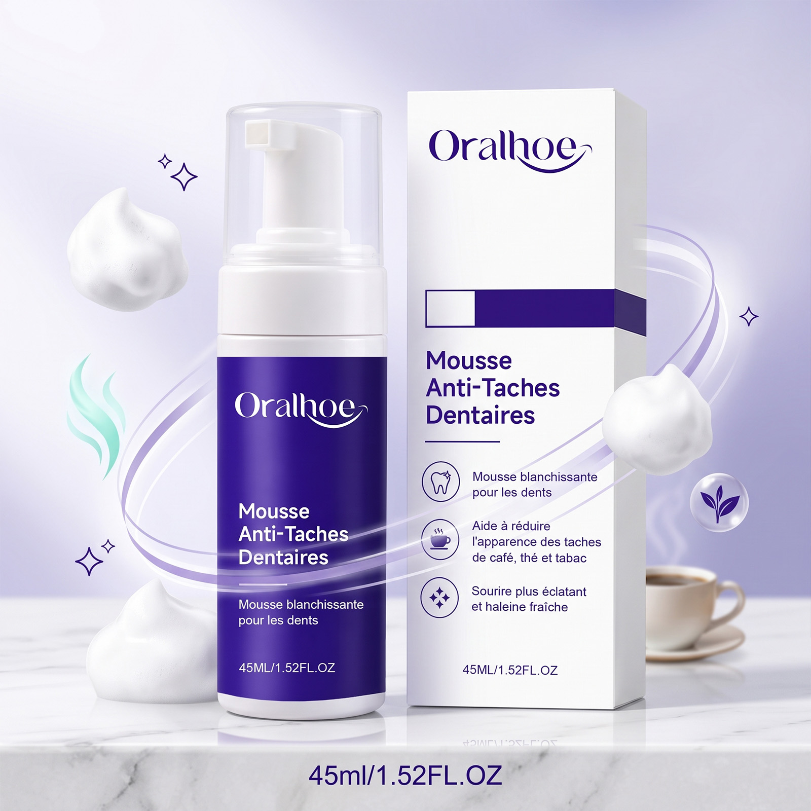 Teeth Whitening Foam Toothpaste - Pasta Gigi Ungu Busa Mousse Pemutih