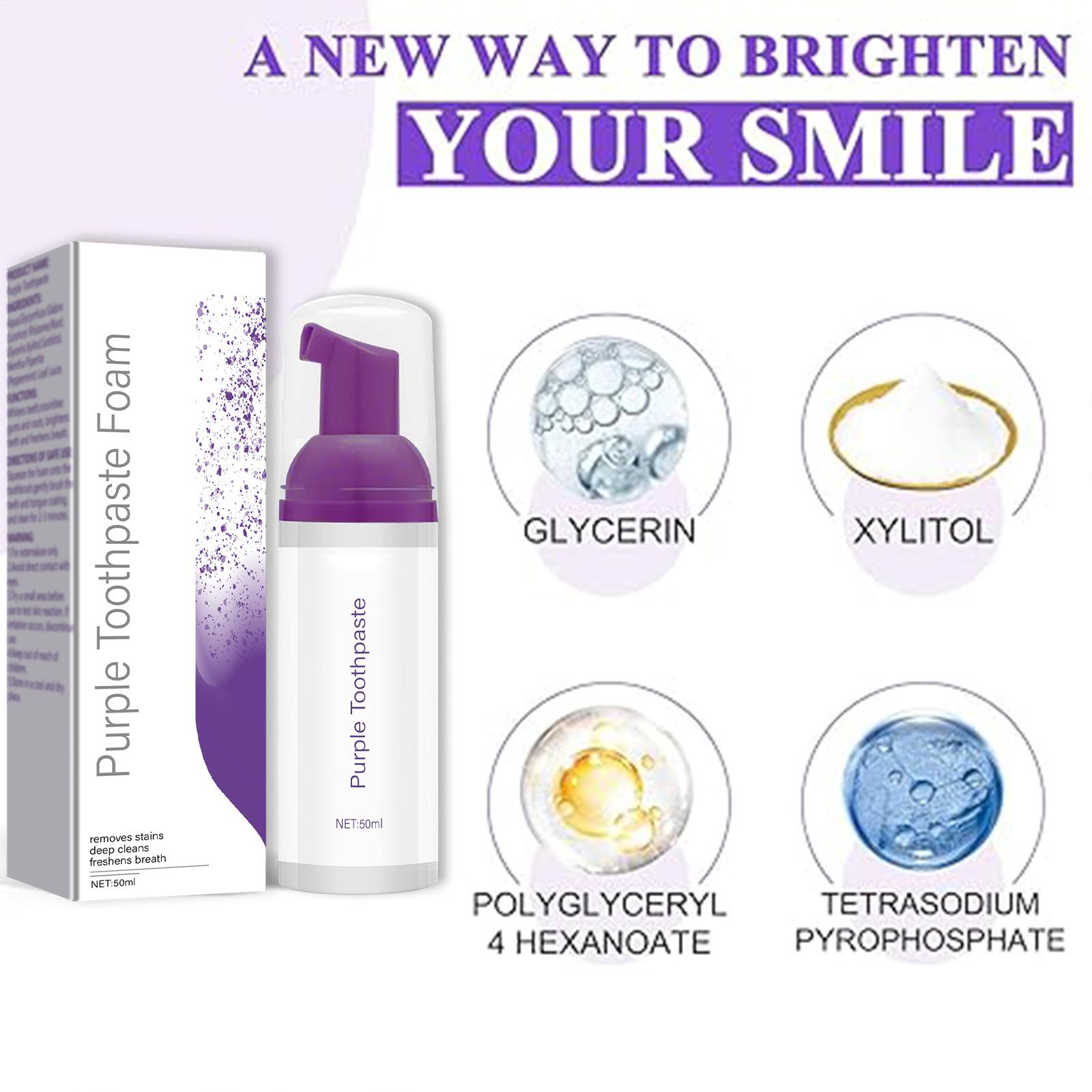 Pasta Gigi Pemutih Ungu 50ml P - Teeth Whitening Foam Toothpaste ulasan dan harga