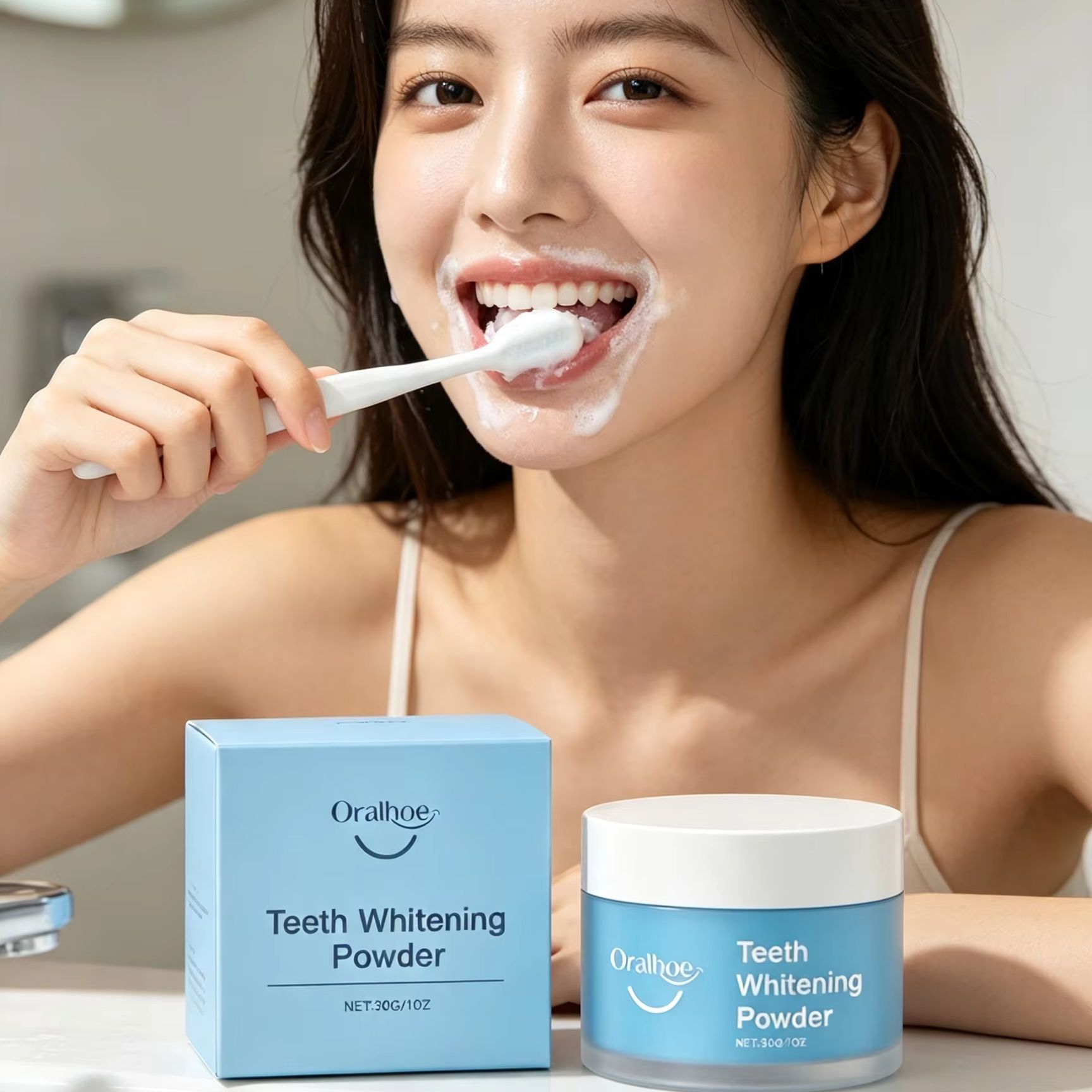 Bubuk Gigi Oralhoe untuk Membe - Teeth Whitening Levels ulasan dan harga