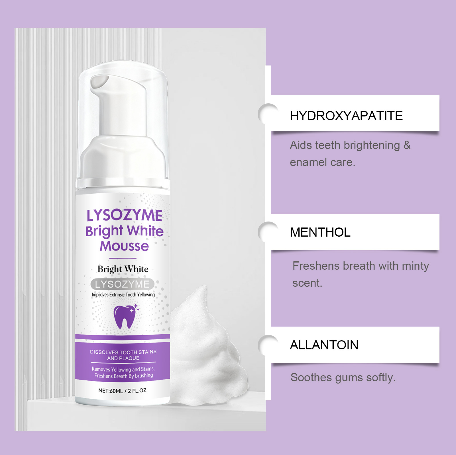 Mousse Gigi Putih Hidroksiapat - Teeth Whitening Foam Toothpaste ulasan dan harga