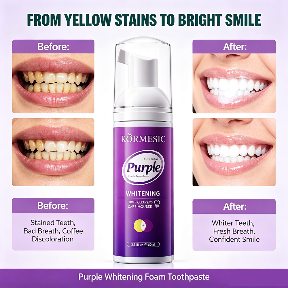 Busa Pemutih Gigi Ungu V34 Pen - Teeth Whitening Foam Toothpaste ulasan dan harga