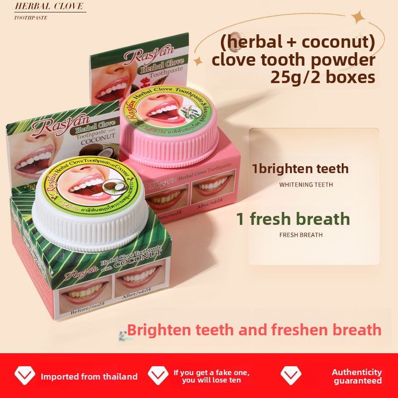 Bubuk Gigi Cengkeh/Kelapa Thai - Teeth Whitening Levels ulasan dan harga